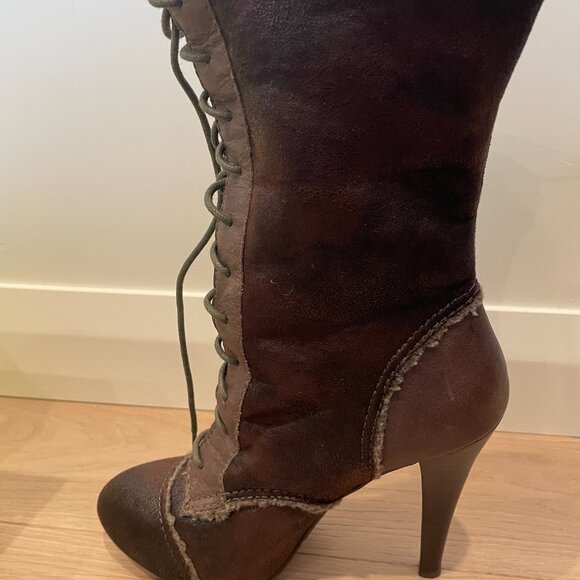 Maxstudio Less Dark Brown Waxed Stretch Boot size 8 - Picture 5 of 6